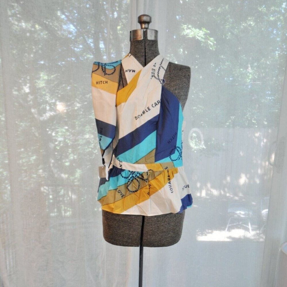 J.CREW NWT HALTER TOP & SCARF IN RATTI SAIL-AWAY PRINT - Size Small